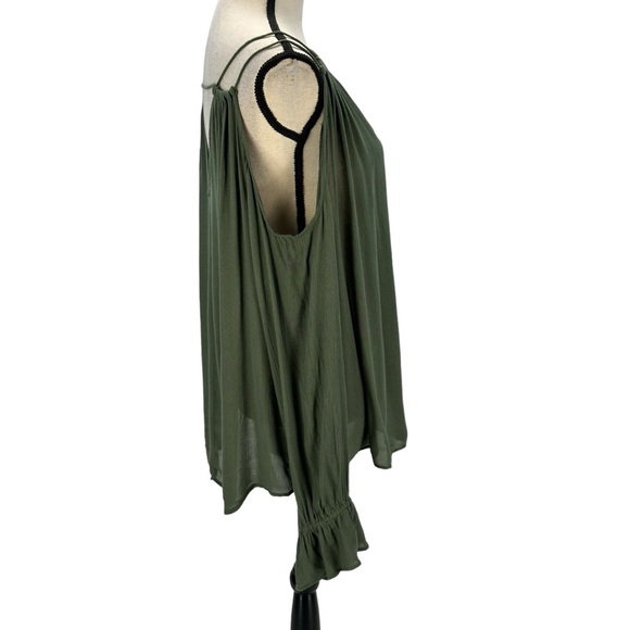 Jessica Simpson Long Sleeve Spaghetti Strap Drop Shoulder Blouse - Green - XL - Picture 2 of 9